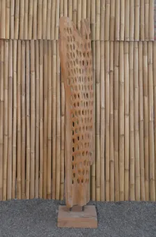 Blatt ausgehöhlt aus Teakholz ca. 190cm Höhe 